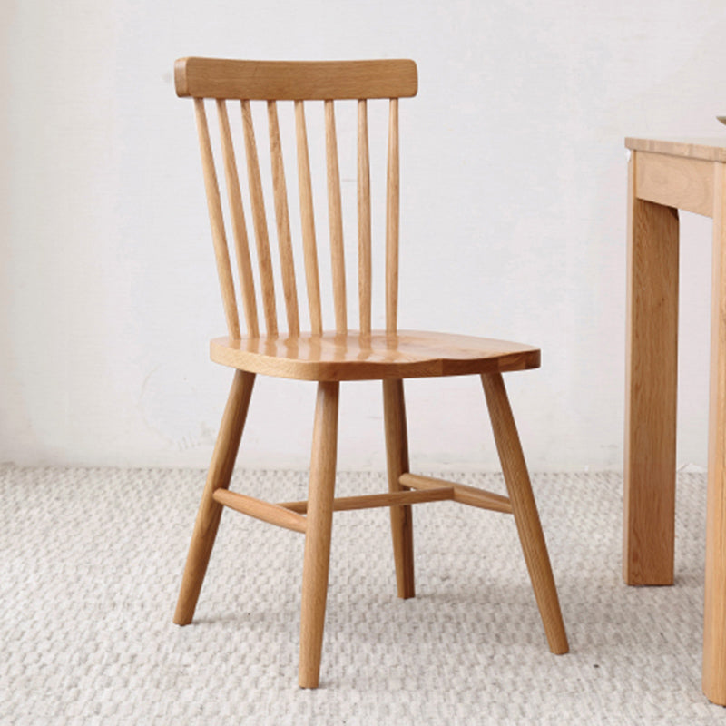 Contemporary Kitchen Armless Chair Oak Solid Wood Slat Back Dining Chair
