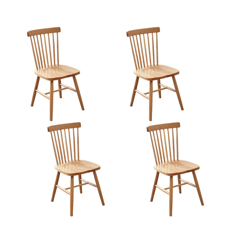 Contemporary Kitchen Armless Chair Oak Solid Wood Slat Back Dining Chair