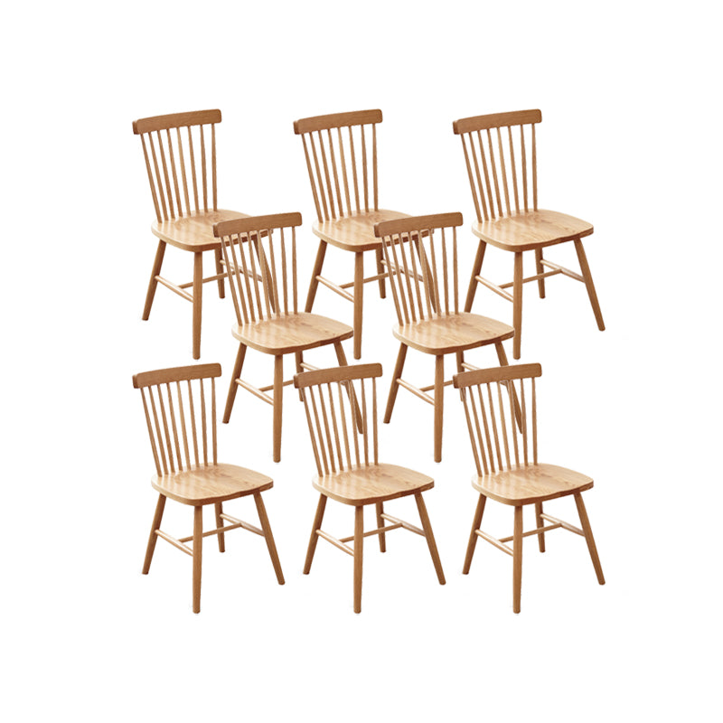 Contemporary Kitchen Armless Chair Oak Solid Wood Slat Back Dining Chair