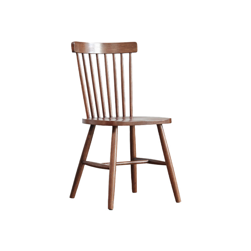 Contemporary Kitchen Armless Chair Oak Solid Wood Slat Back Dining Chair