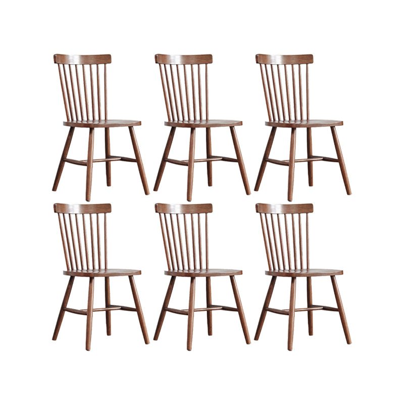 Contemporary Kitchen Armless Chair Oak Solid Wood Slat Back Dining Chair