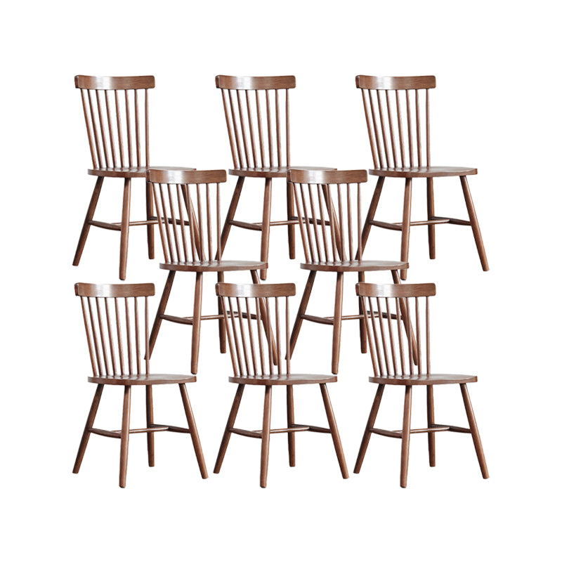 Contemporary Kitchen Armless Chair Oak Solid Wood Slat Back Dining Chair