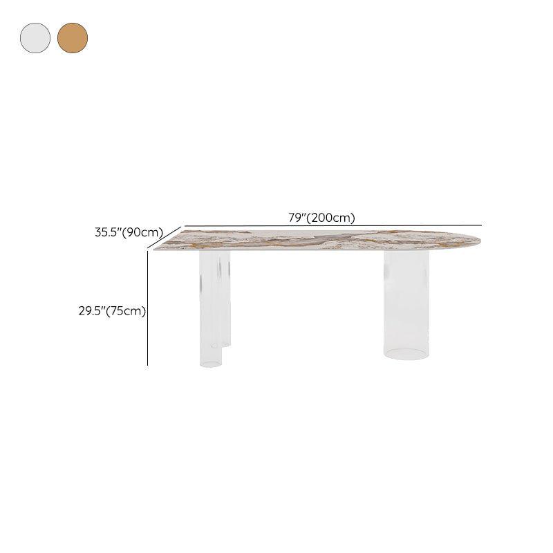 Free Form Modern Dining Table Stone Top Dinette Table with Acrylic Base