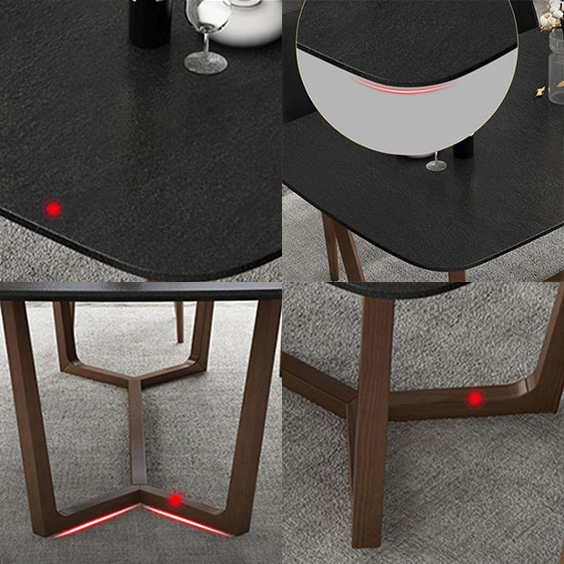 Sintered Stone Top Table Black Dining Table for Kitchen Dining Room