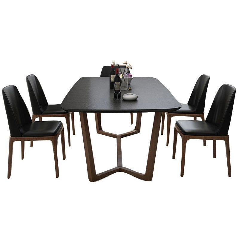 Sintered Stone Top Table Black Dining Table for Kitchen Dining Room