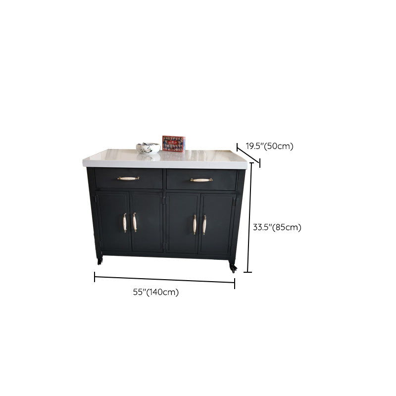 Rectangular Kitchen Trolley with Storage Cabinet Dining Room Prep Table