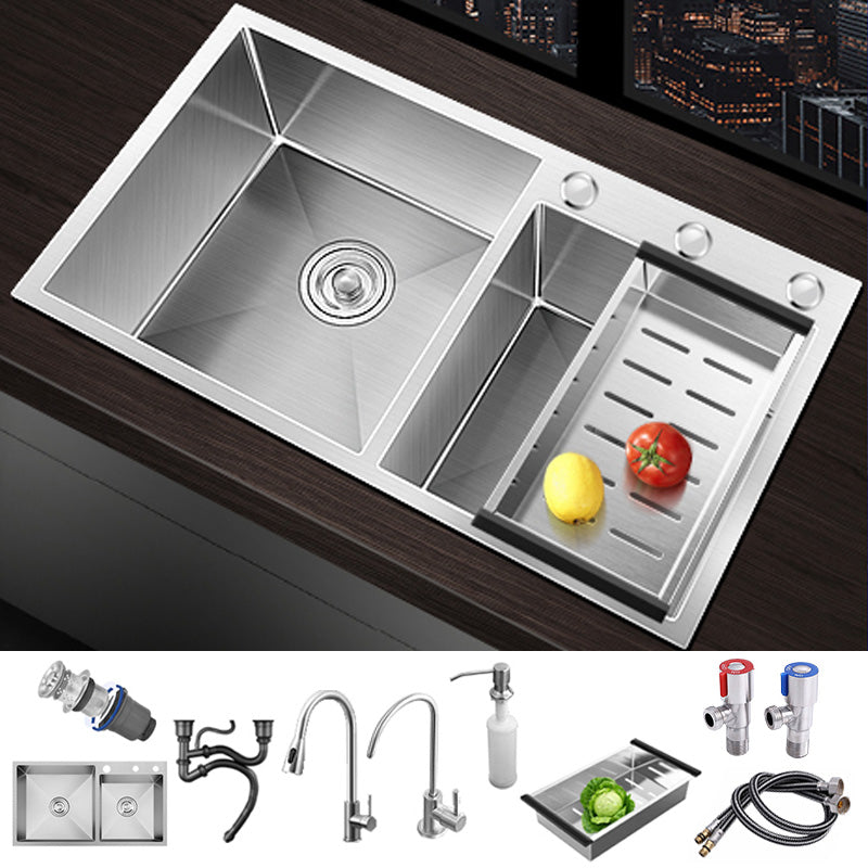 Modern Style Kitchen Sink Soundproof Detail Kitchen Double Sink with Basket Strainer