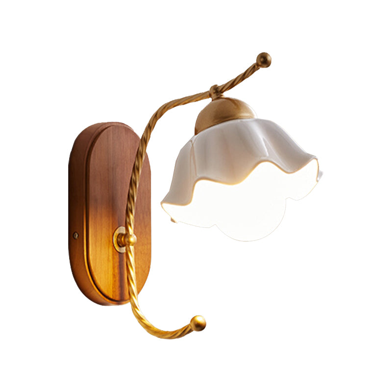 Ceramics Shade Wall Lamp Modern Style White Shape Wall Mounted Lighting for Bedroom