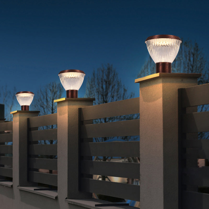 LED Pillar Lamp Modern Solar Lighting Fixture with Acrylic Shade for Garden
