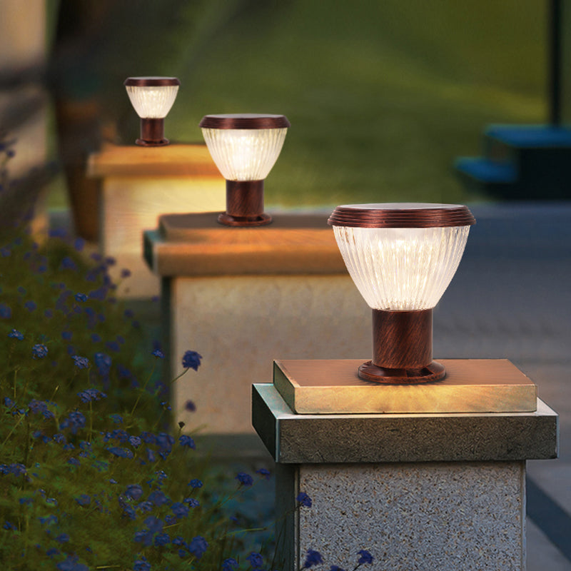 LED Pillar Lamp Modern Solar Lighting Fixture with Acrylic Shade for Garden
