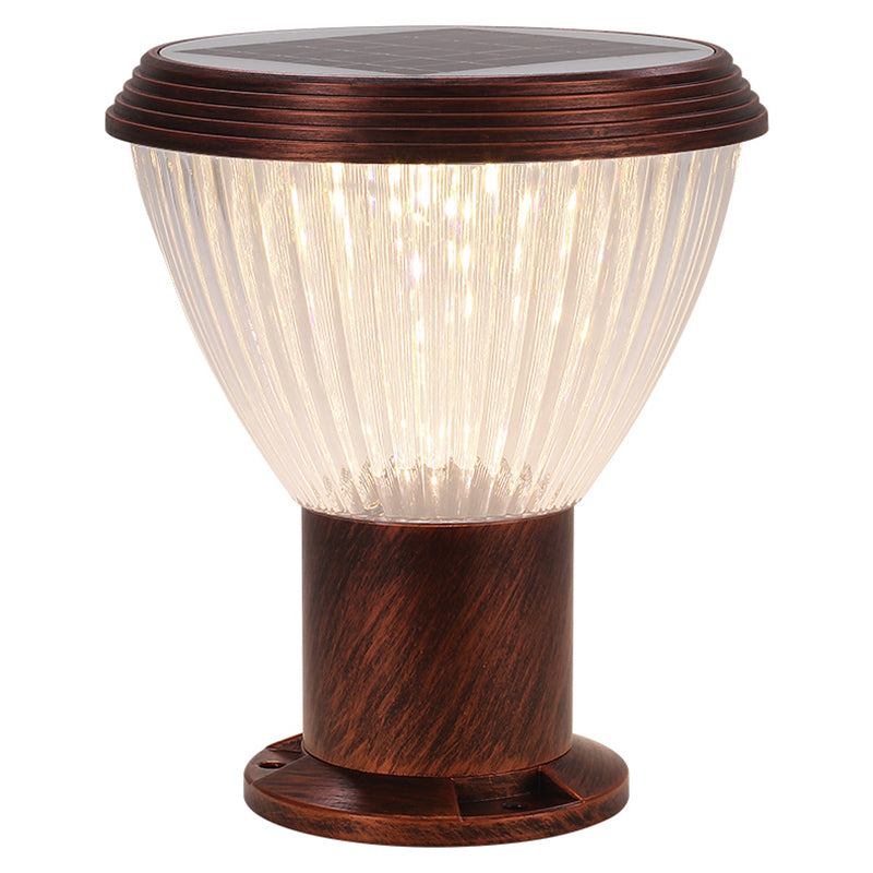 LED Pillar Lamp Modern Solar Lighting Fixture with Acrylic Shade for Garden