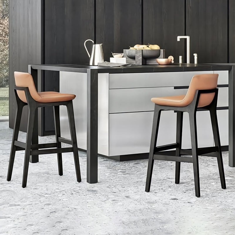 Scandinavian Indoor Solid Wood Bar Stool Upholstered Bar Stool