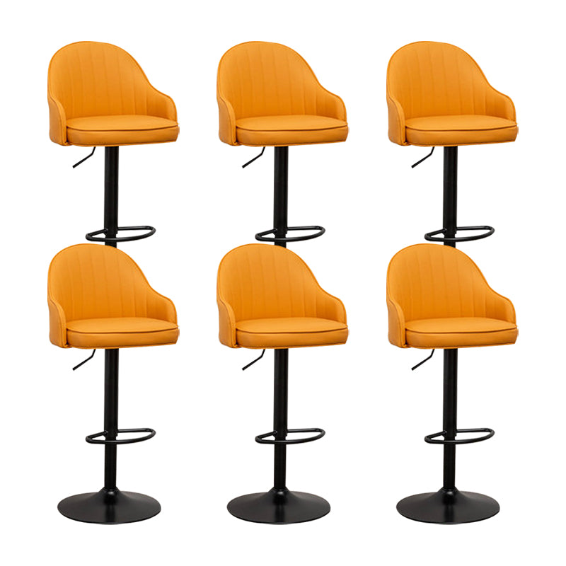 Adjustable Armed Swivel Barstools Faux Leather Bar Stools with Metal Legs