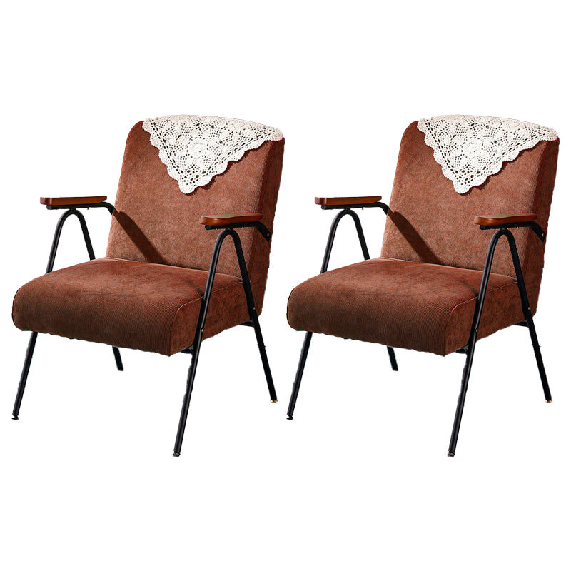Mid-Century Modern Accent Armchair in Corduroy and Metal Base