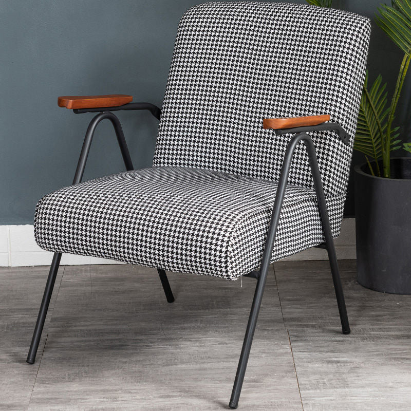 Mid-Century Modern Accent Armchair in Corduroy and Metal Base