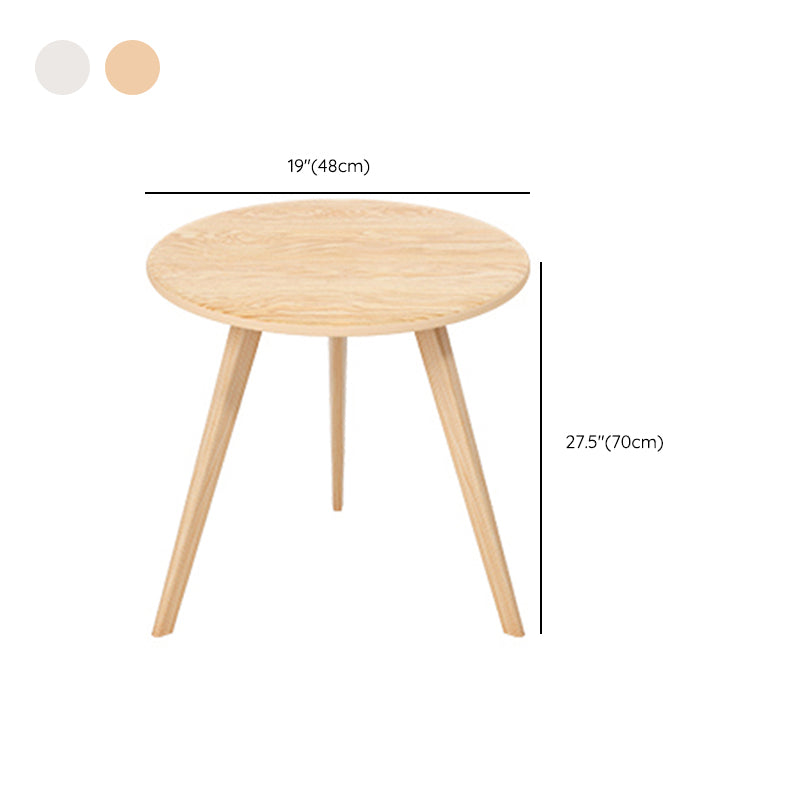 1 Cocktail Table Round Wood Modern 3 Legs Single Coffee Table