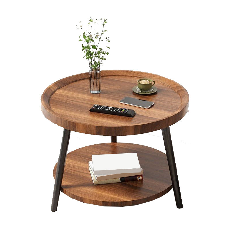 Wood Cocktail Table 3 Legs Modern Single Coffee Table with Shelf