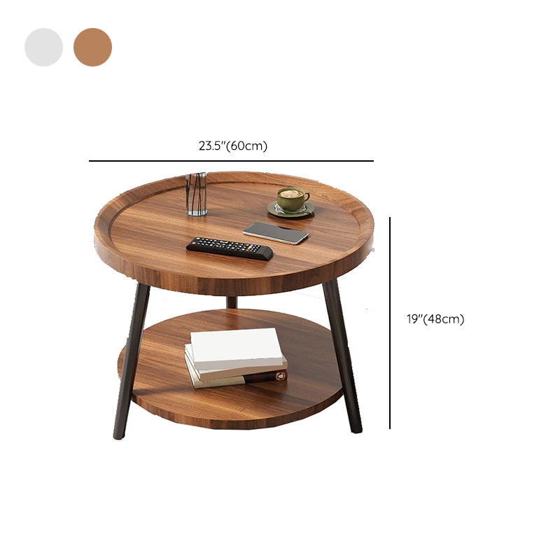 Wood Cocktail Table 3 Legs Modern Single Coffee Table with Shelf