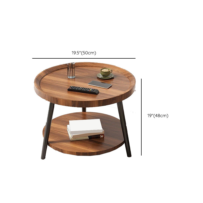 Wood Cocktail Table 3 Legs Modern Single Coffee Table with Shelf