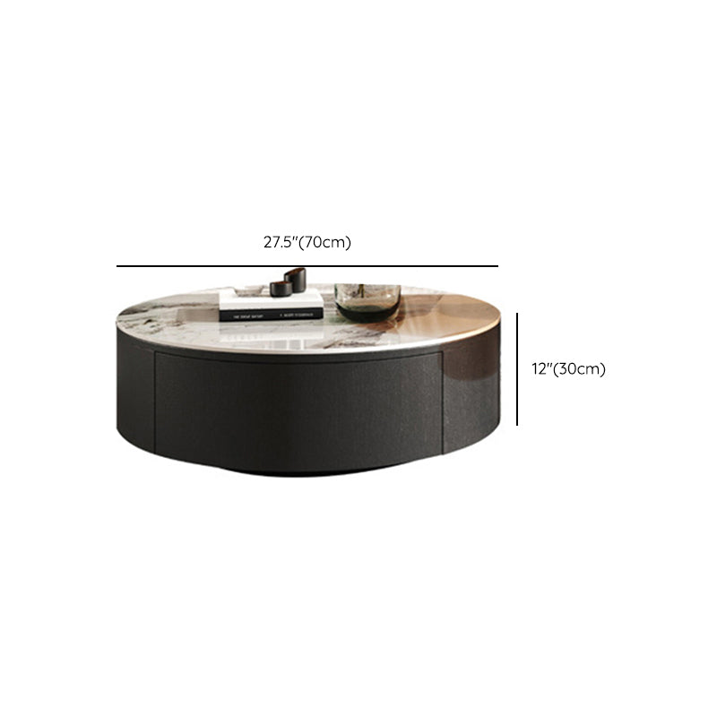 Stone Coffee Table Pedestal Nesting Coffee Table Set with Drawer