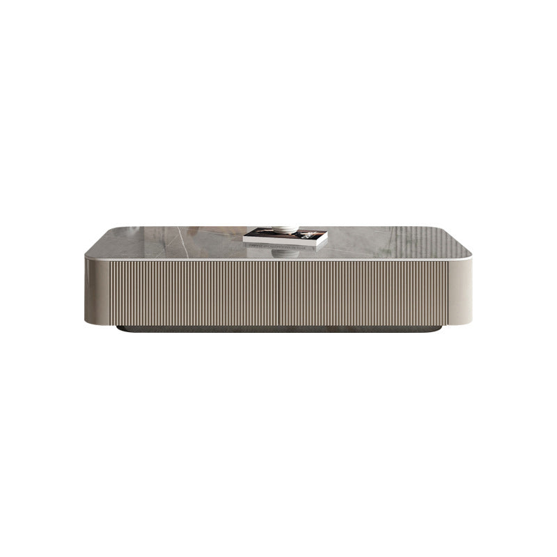 Pedestal Glam Coffee Table Rectangle Slate Single Coffee Table with Drawer