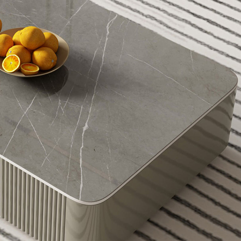 Pedestal Glam Coffee Table Rectangle Slate Single Coffee Table with Drawer