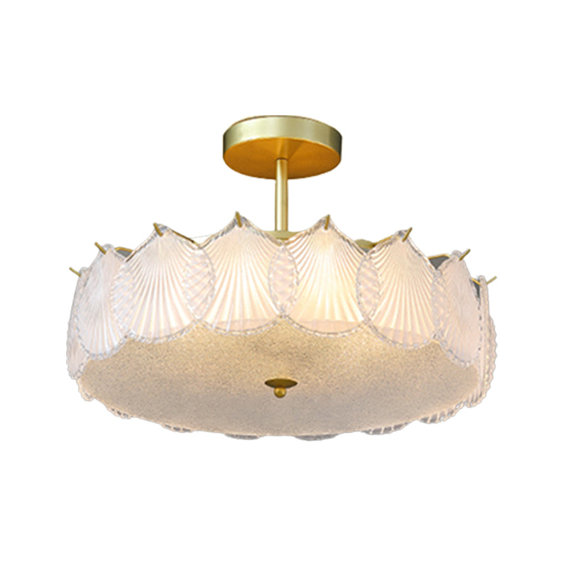 Modern Metal Flush Mount Shell Shape Ceiling Light with Glass Shade for Living Room