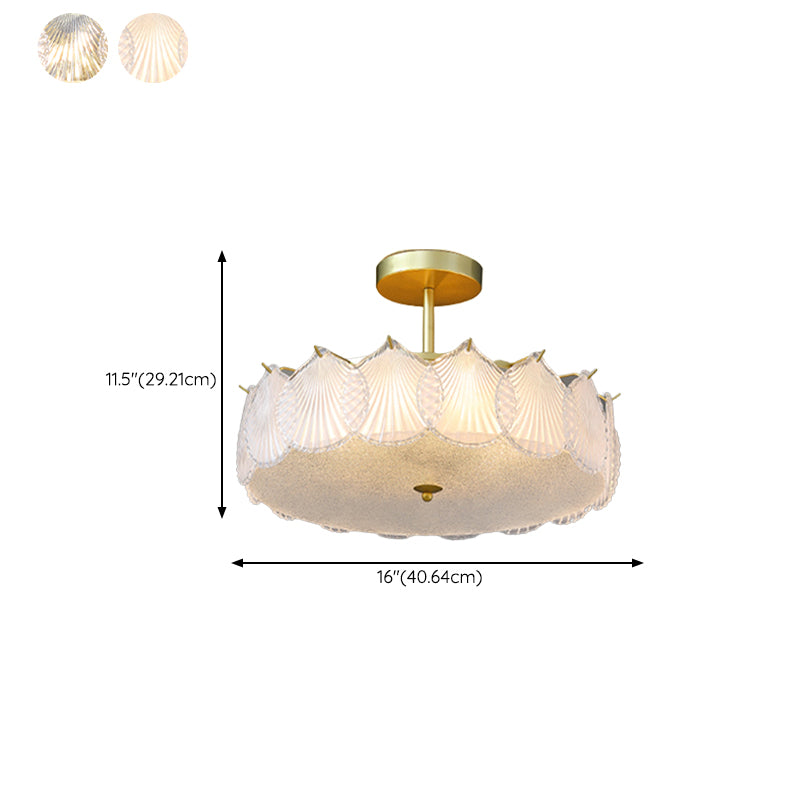 Modern Metal Flush Mount Shell Shape Ceiling Light with Glass Shade for Living Room