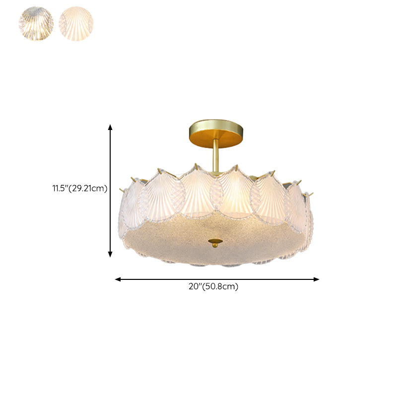 Modern Metal Flush Mount Shell Shape Ceiling Light with Glass Shade for Living Room