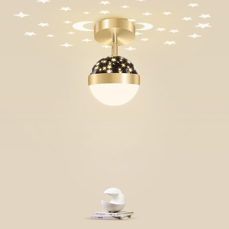 LED Modern Metal Flush Mount Ball Shape Ceiling Light with Plastic Shade for Living Room