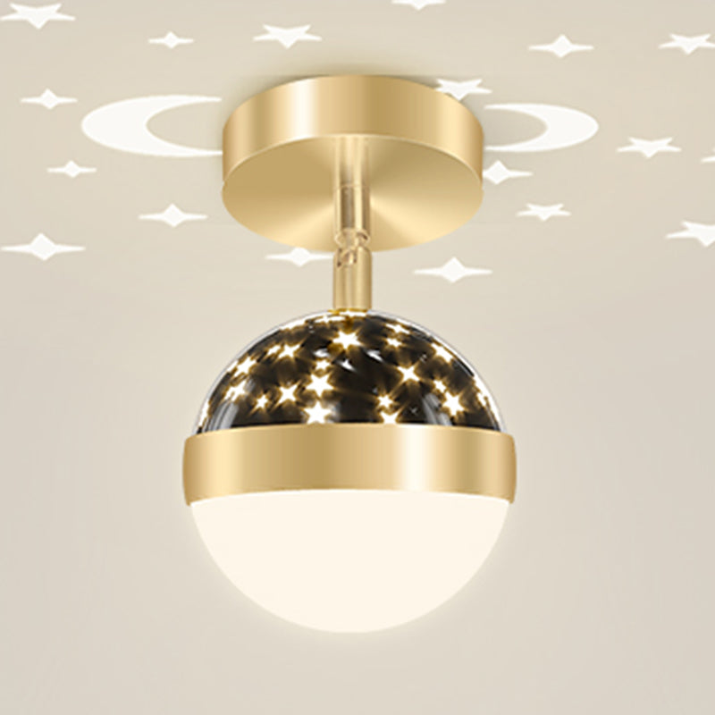 LED Modern Metal Flush Mount Ball Shape Ceiling Light with Plastic Shade for Living Room
