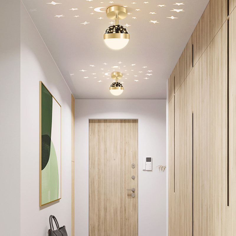 LED Modern Metal Flush Mount Ball Shape Ceiling Light with Plastic Shade for Living Room