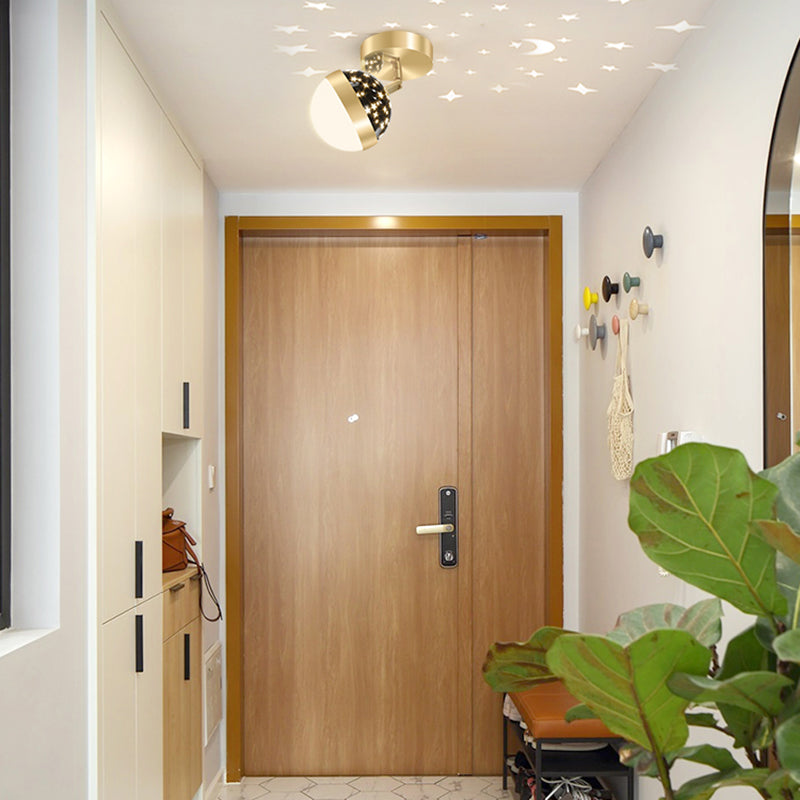LED Modern Metal Flush Mount Ball Shape Ceiling Light with Plastic Shade for Living Room