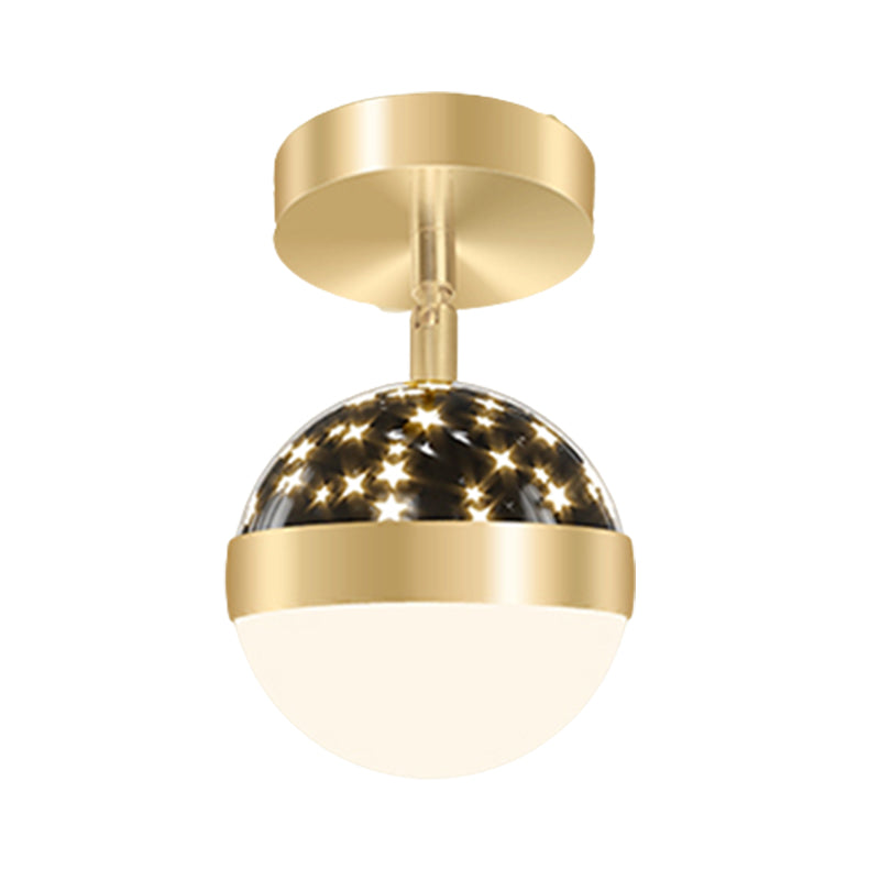 LED Modern Metal Flush Mount Ball Shape Ceiling Light with Plastic Shade for Living Room
