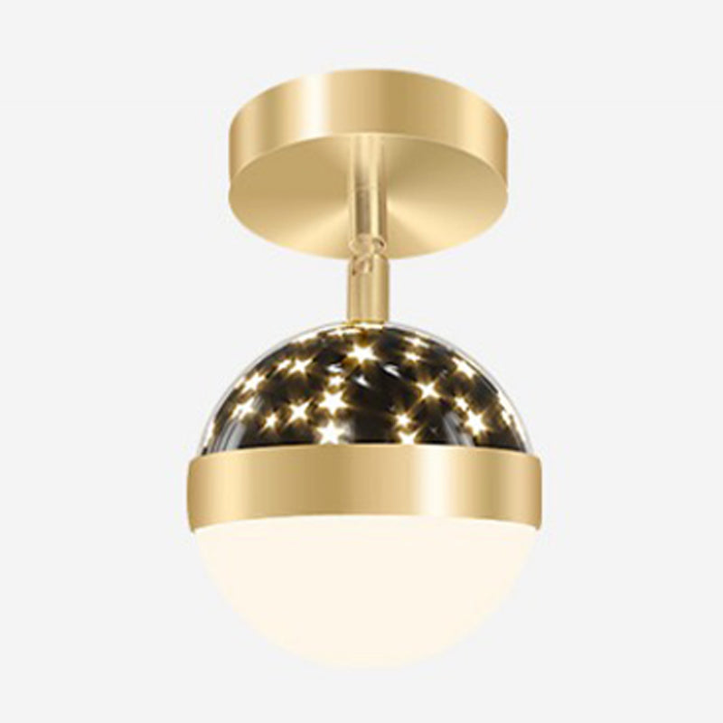 LED Modern Metal Flush Mount Ball Shape Ceiling Light with Plastic Shade for Living Room
