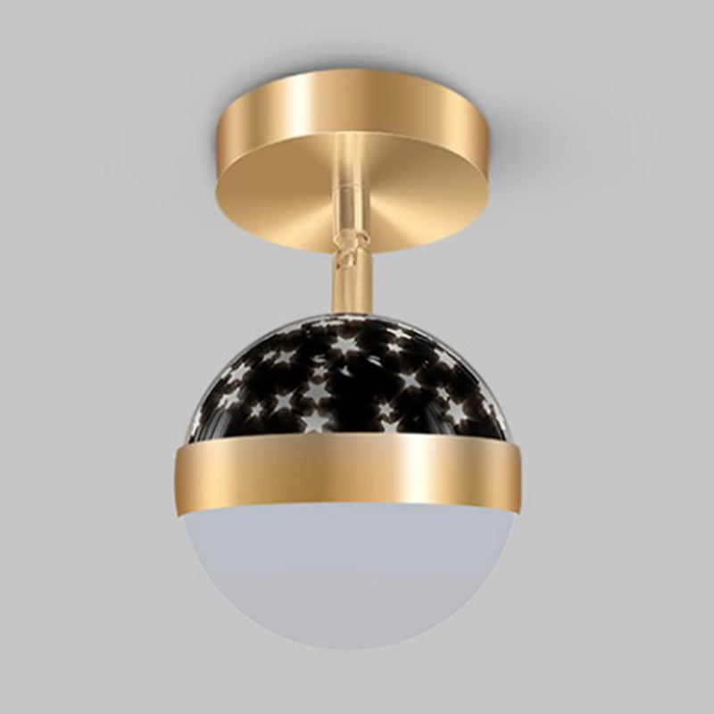 LED Modern Metal Flush Mount Ball Shape Ceiling Light with Plastic Shade for Living Room
