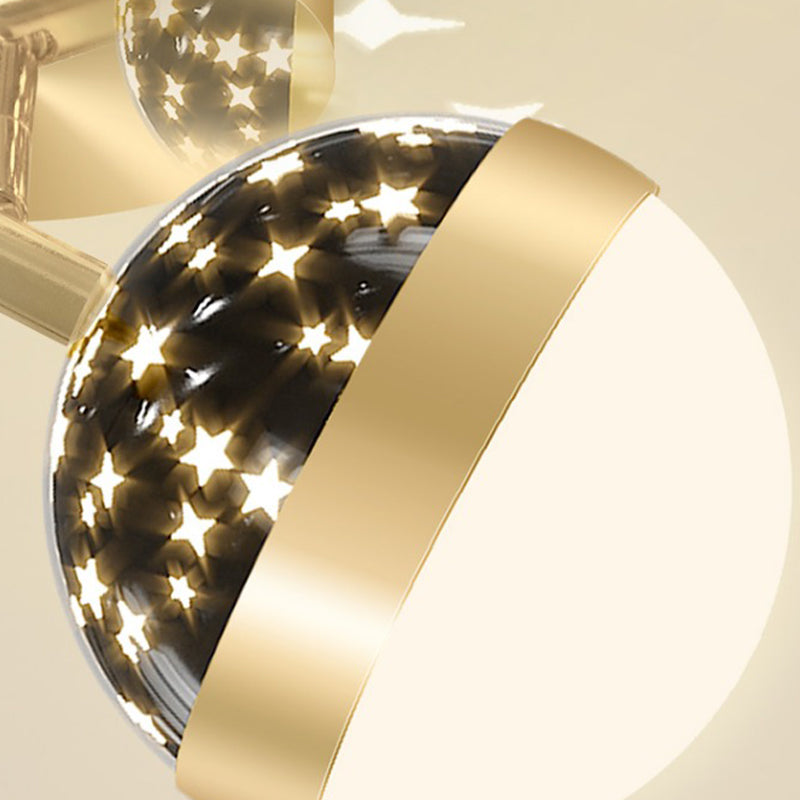 LED Modern Metal Flush Mount Ball Shape Ceiling Light with Plastic Shade for Living Room