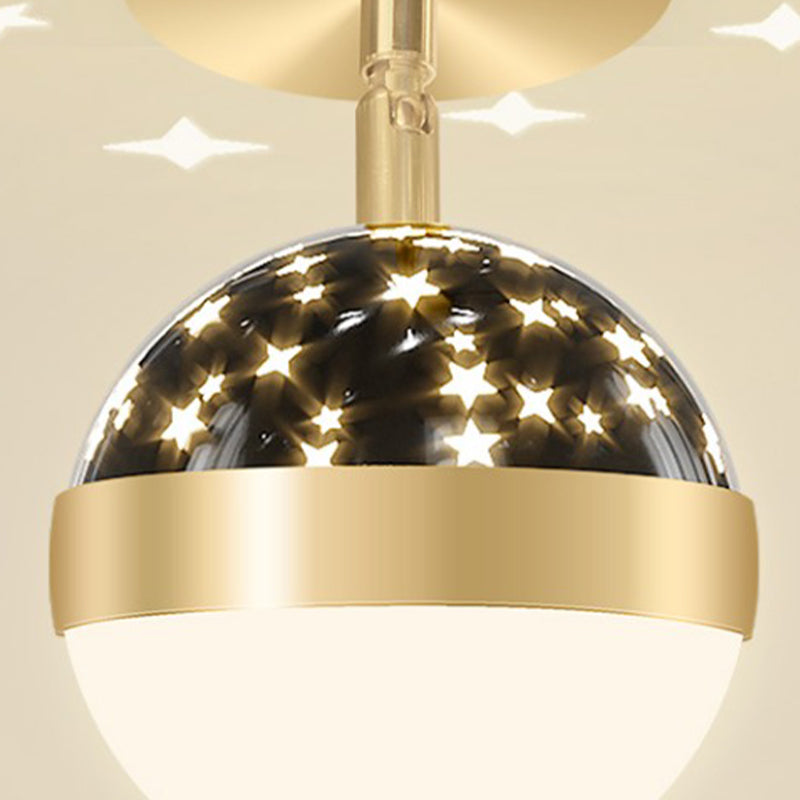LED Modern Metal Flush Mount Ball Shape Ceiling Light with Plastic Shade for Living Room