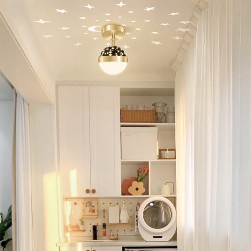 LED Modern Metal Flush Mount Ball Shape Ceiling Light with Plastic Shade for Living Room