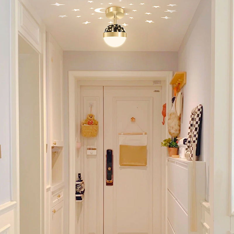 LED Modern Metal Flush Mount Ball Shape Ceiling Light with Plastic Shade for Living Room