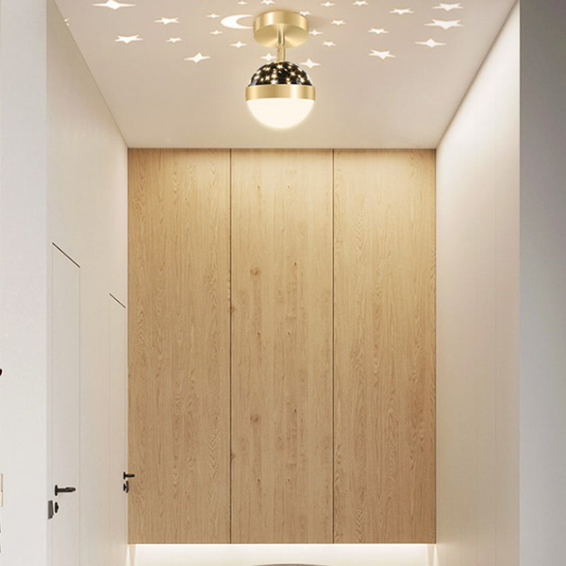 LED Modern Metal Flush Mount Ball Shape Ceiling Light with Plastic Shade for Living Room