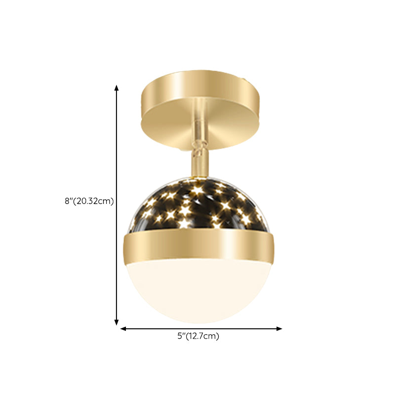 LED Modern Metal Flush Mount Ball Shape Ceiling Light with Plastic Shade for Living Room