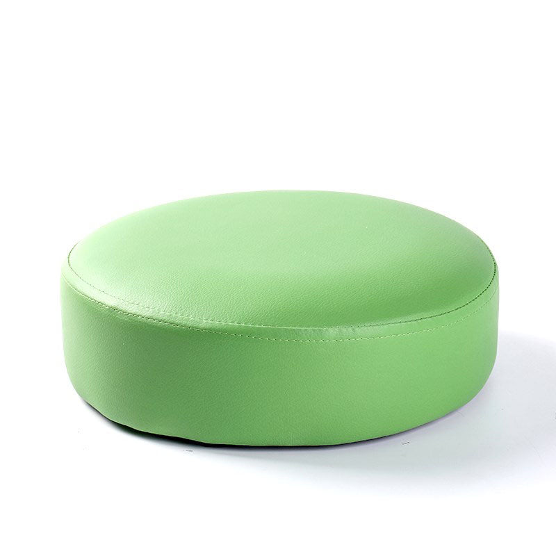 Modern Pouf Ottoman Faux Leather Upholstered Solid Color Round Ottoman with Wheels