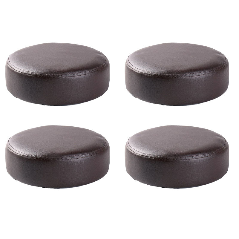 Modern Pouf Ottoman Faux Leather Upholstered Solid Color Round Ottoman with Wheels