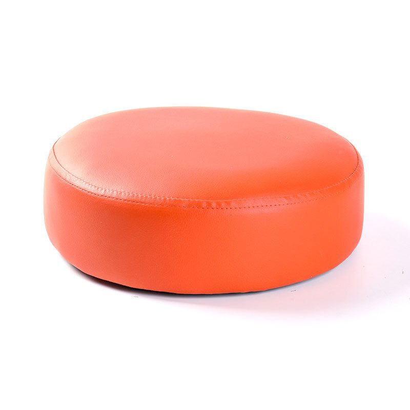 Modern Pouf Ottoman Faux Leather Upholstered Solid Color Round Ottoman with Wheels