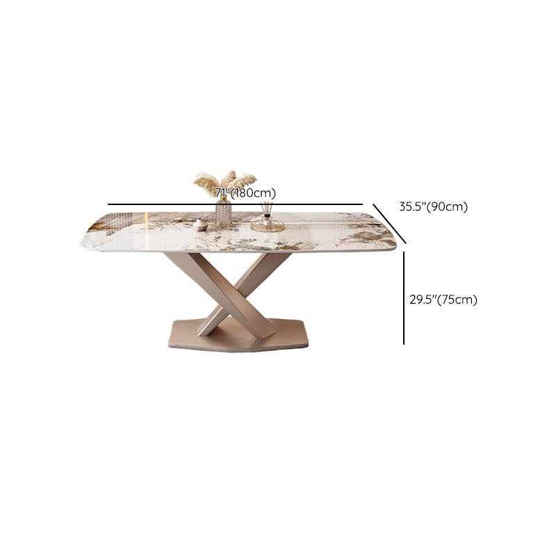 Modern Rectangle Dining Table Set 1/2/5/7 Pieces with Metal Base Kitchen Furniture Set