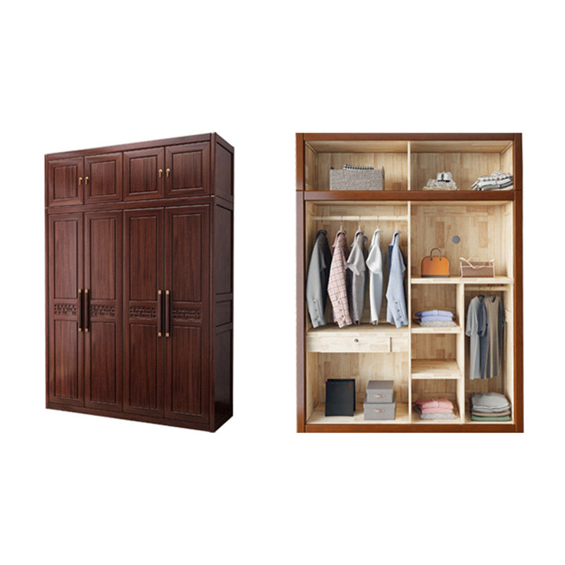 Contemporary Wardrobe Armoire Wood Wardrobe Closet with Doors and Drawers