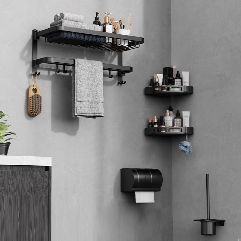 Minimalistic Black Bathroom Accessory Kit Paper Holder Towel Bar Bath Hardware Set