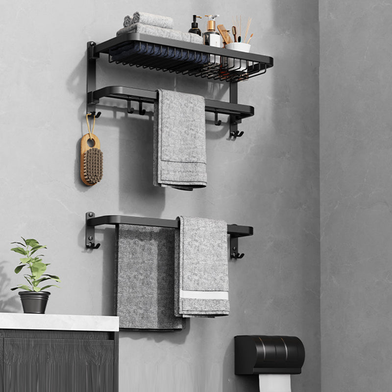 Minimalistic Black Bathroom Accessory Kit Paper Holder Towel Bar Bath Hardware Set