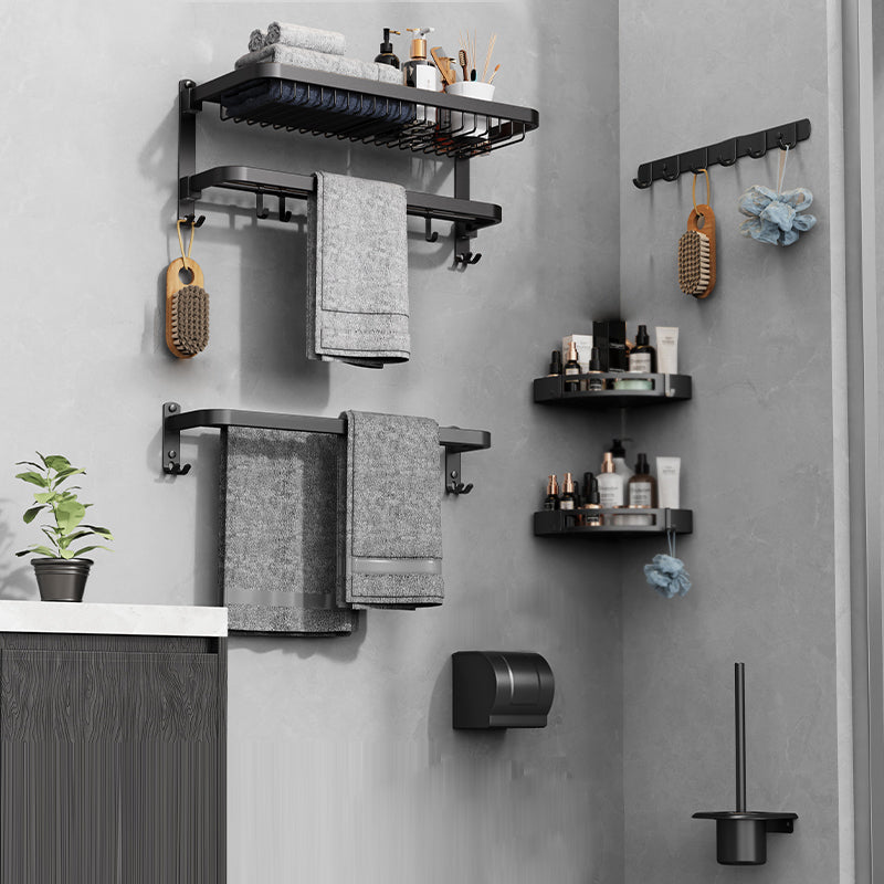 Minimalistic Black Bathroom Accessory Kit Paper Holder Towel Bar Bath Hardware Set